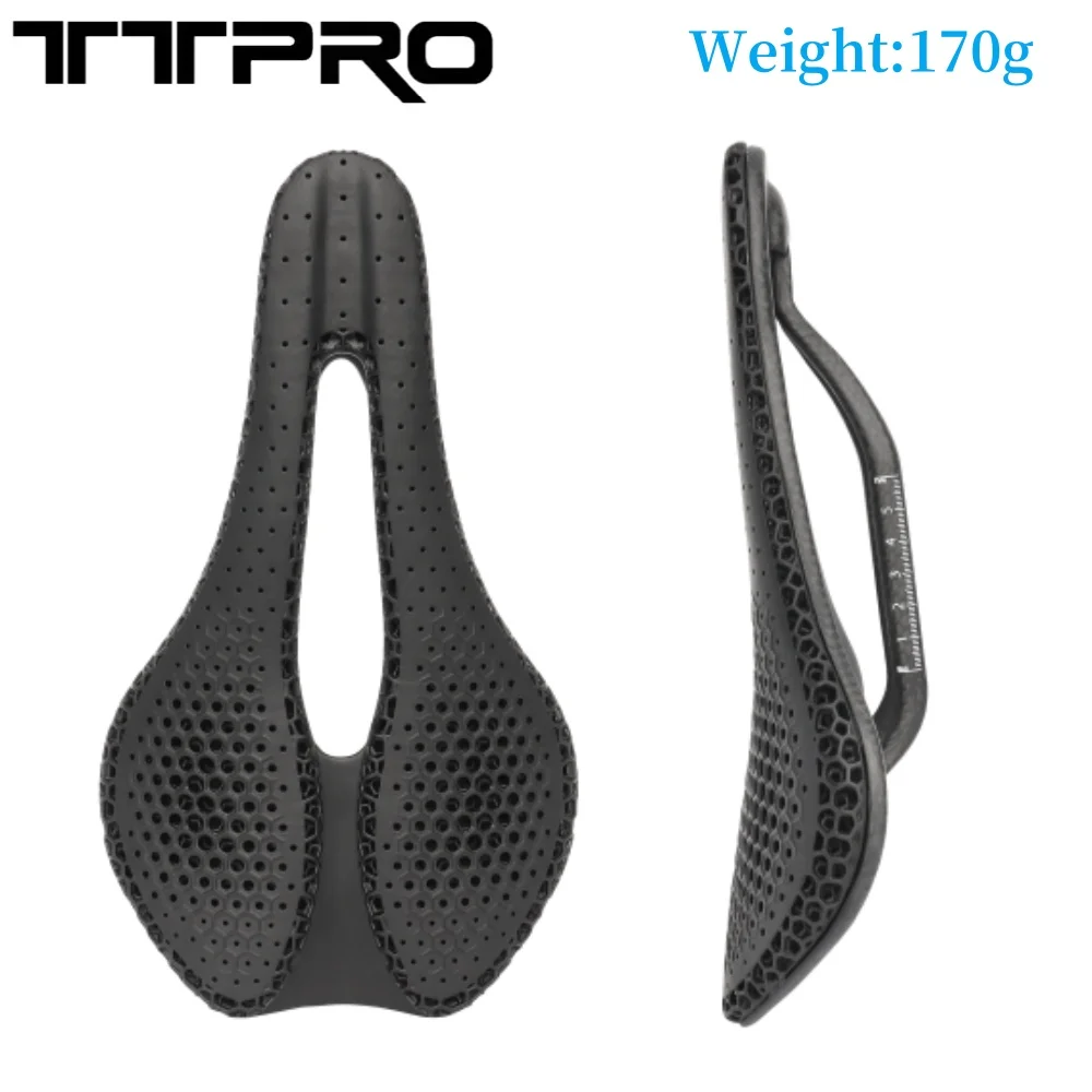 

TTPRO Ultralight Carbon Fiber MTB Gravel Road Bike Saddle 3D Printed Bicycle Saddle Hollow Comfortable Breathable Cycling Seat