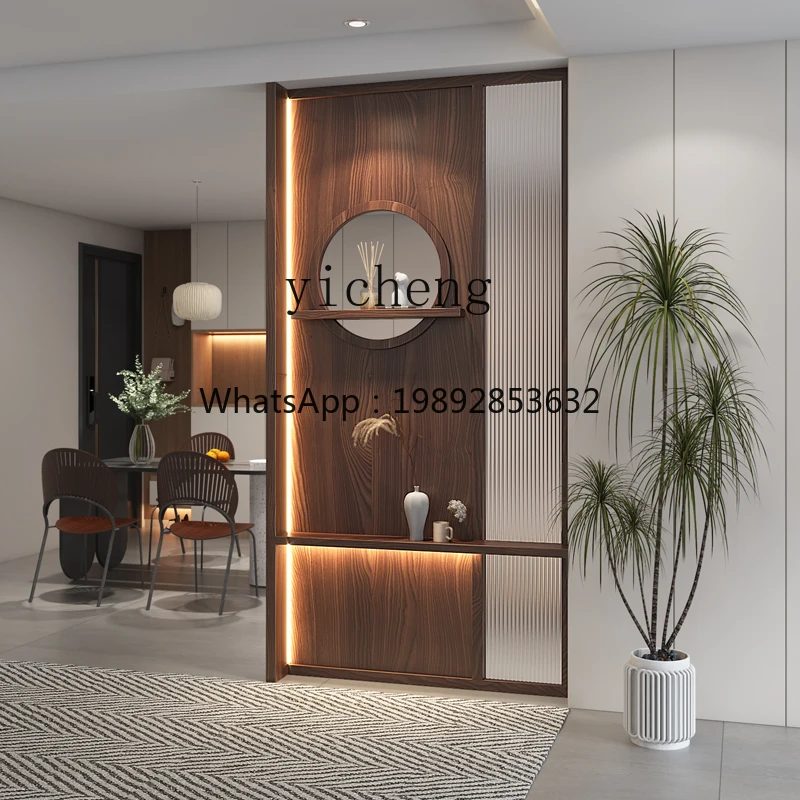 b1 Changhong glass partition enters the door to block the solid wood new Chinese decoration simple entrance living room screen