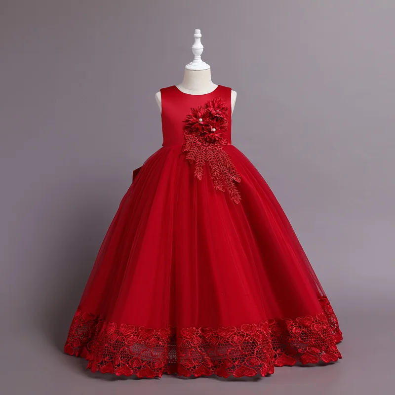 Teen Flower Wedding Girls Party Dress Christmas Costume Princess Pageant Prom Gown Kids Dresses for Girls Formal Evening Clothes