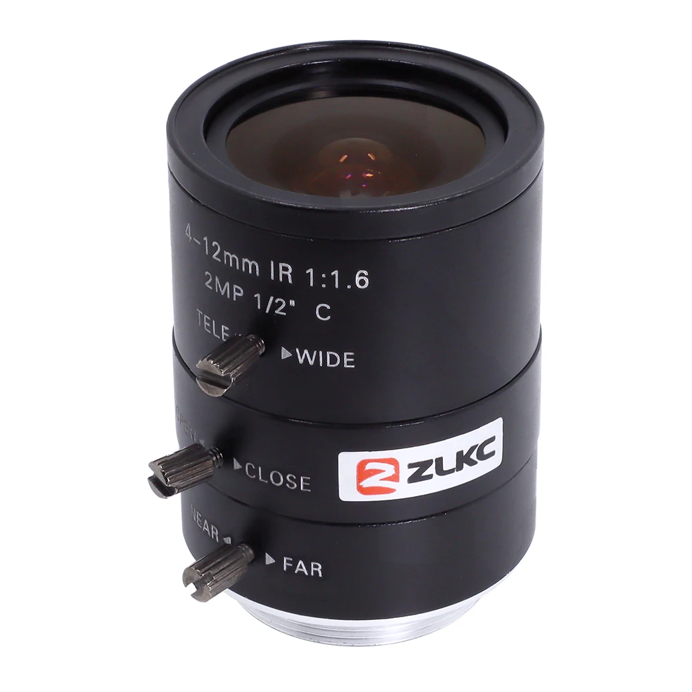 Obiektyw ZLKC 1/2 cala z mocowaniem C, 2.0 megapiksele, 4-12mm Zoom, Manualna Przysłona, Obiektywy FA / do Wizji Maszynowej, Wariofokalny Obiektyw Optyczny HD CCTV do Kamer, 2MP — zdjęcie 2