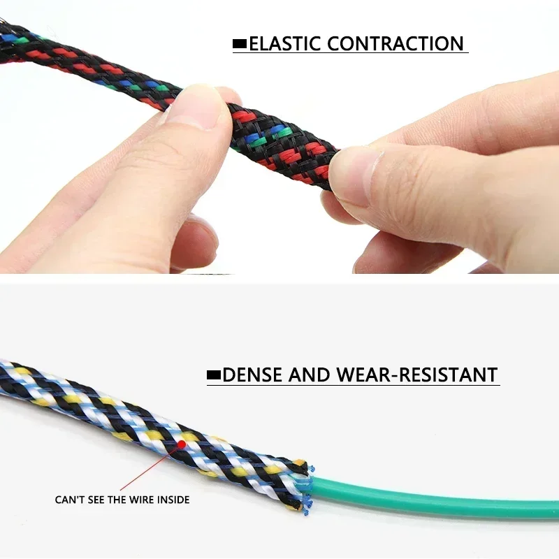 1~100m Cable Sleeve Wire Insulated Protection, 4/8/12mm Flexible Braided PP Cotton & PET Yarn Wire Harness Sheath Sleeving