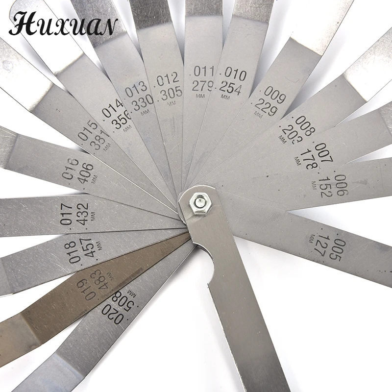 1 set for 16 Blades Feeler Gauge 0.05 to 1mm Thickness Curved Stainless Steel Gap Metric Filler Feeler Gauge HOT