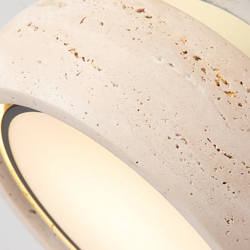 IWHD Wabi Sabi Style LED Ceiling Lamp Round Yellow Travertine Staircase Corridor Aisle Indoor Flush Mount Ceiling Light Fixtures