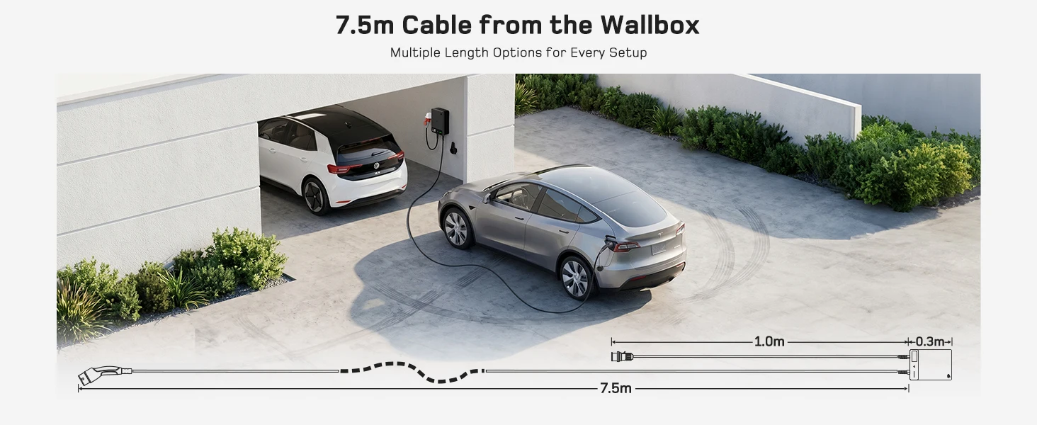 dé Wallbox Typ 2 11kW 16A 3-Phasen-Ladestation mit Tuya Smart App-Steuerung für Elektrofahrzeuge, 5m 7,5m 10m 12,5m 15m EV-Ladekabel – Detail 15