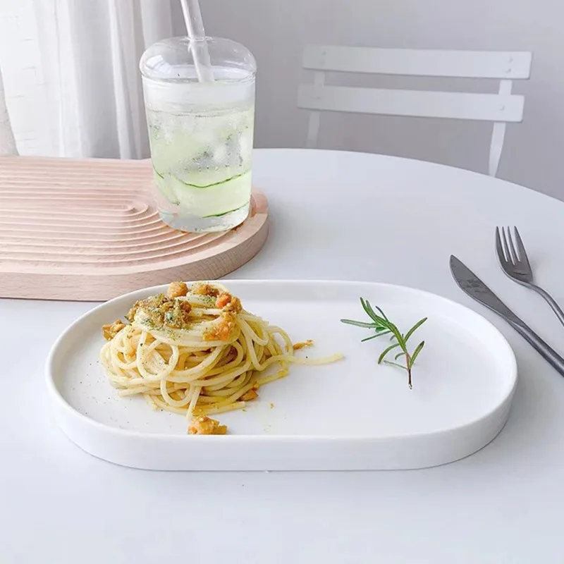 Japanese tableware oval small long plate premium snack plate, plate vegetable plate ceramic tray