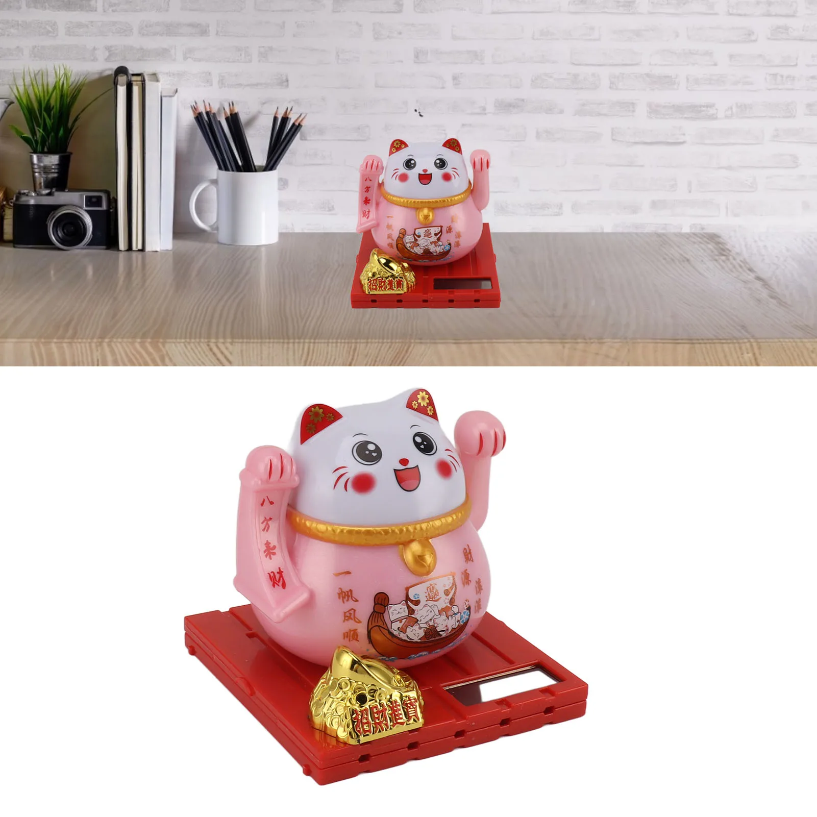 

Solar Powered Waving Cat Practical Energy Saving Cute Rustproof Drop Resistant Solar Waving Cat with Transparent Box for Home