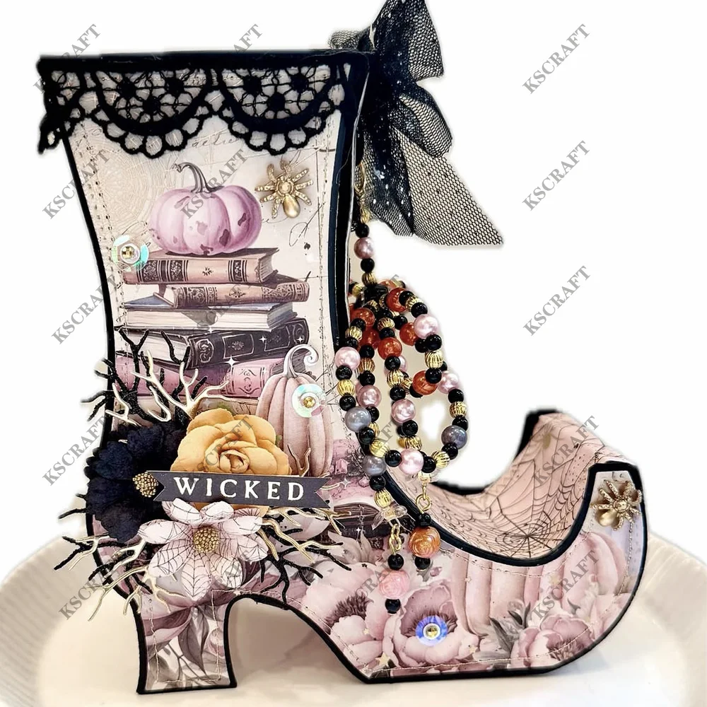 KSCRAFT Witch Boot Box Cutting Dies Stencils for DIY Scrapbooking Decorative Embossing DIY Paper Cards