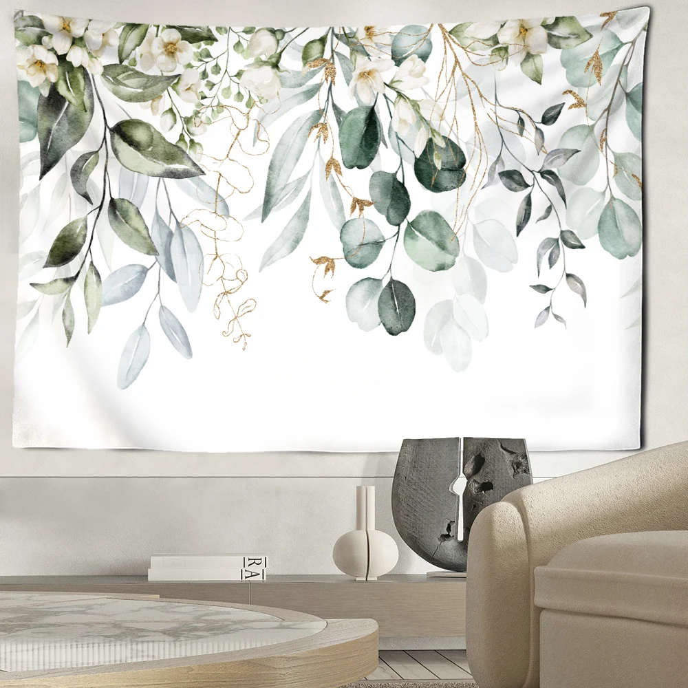 Green Watercolor Tree Branch Tapestry Wall Hanging Minimalist Art Hippie Tapiz Bohemian Bedroom Room Home Decor