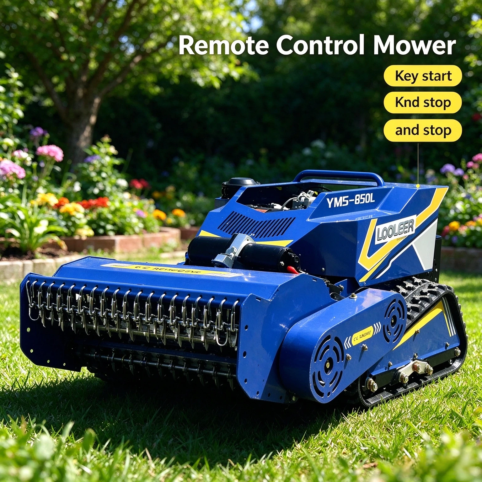 Customized Crawler Lawn Mower with Remote Control, Intelligent Grass Cutting Robot for Yard, Orchard and Slope