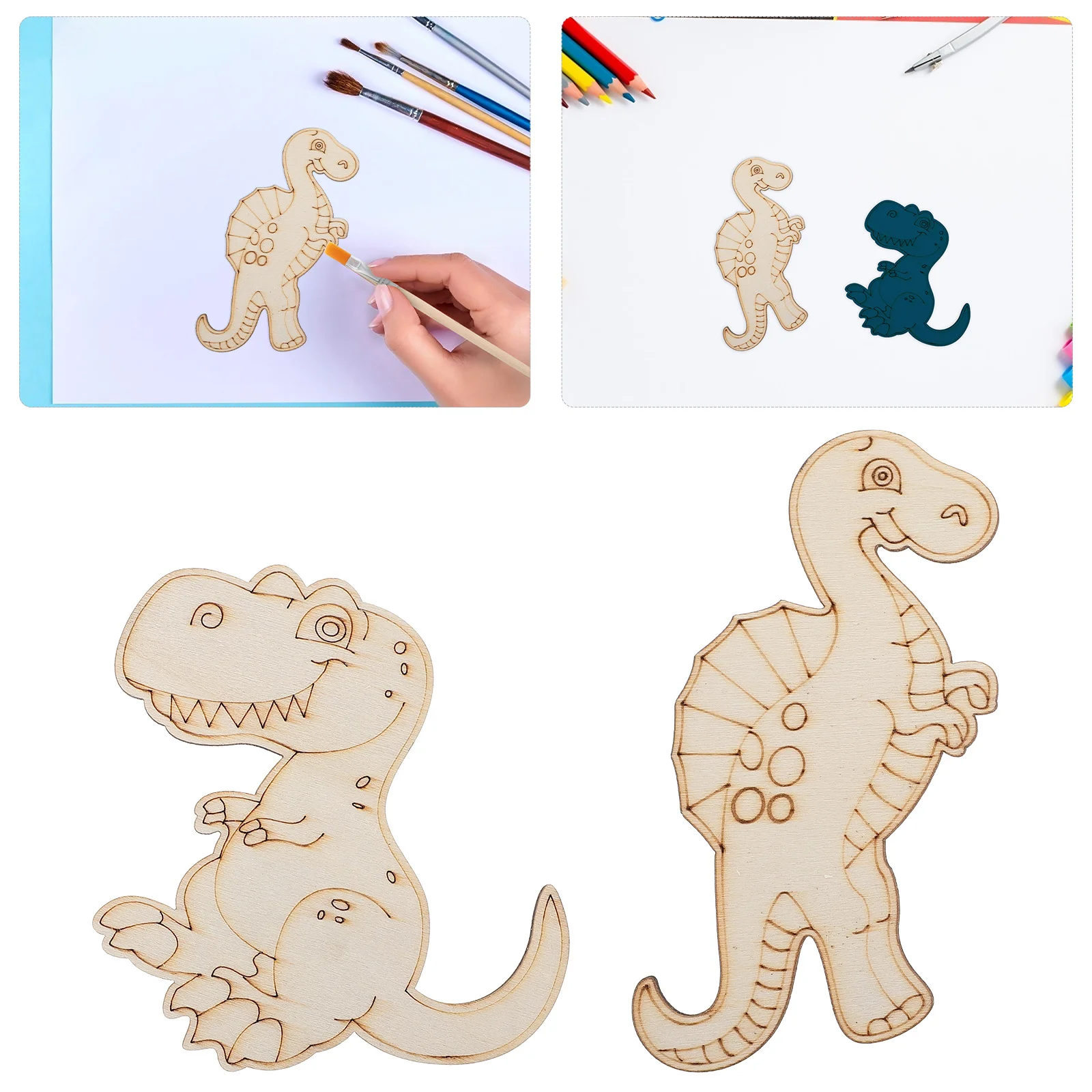 20 Pcs Dinosaur Craft Unfinished Wood Cutouts for Crafts Graffiti Toys Animal Painting