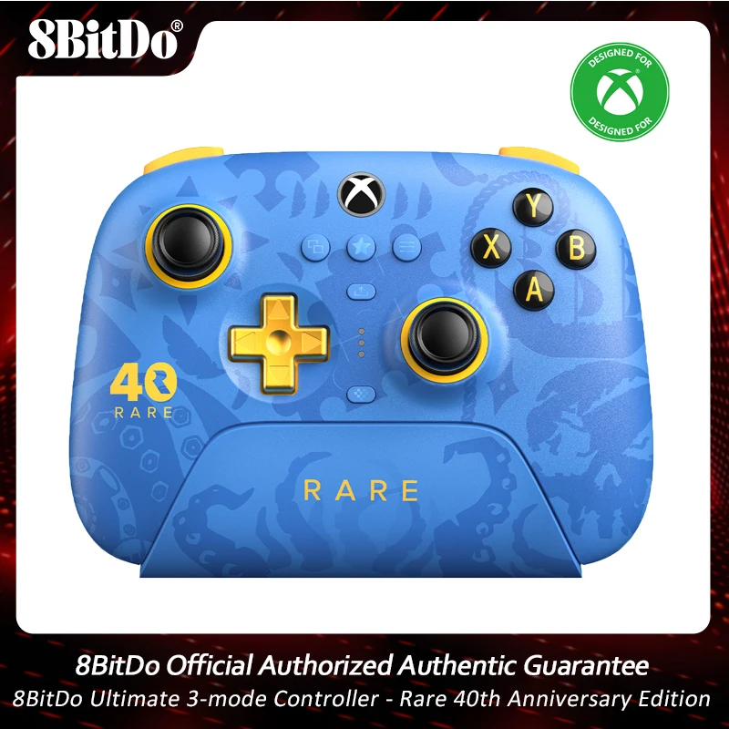 Controlador 8BitDo Ultimate-3-Mode RARO 40 para Xbox Series X | S y Xbox One, Apple, Windows PC con joysticks de efecto Hall