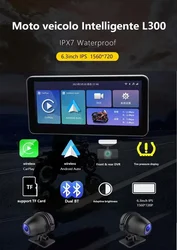 6.3 ''Linux Motore Moto GPS Carplay Touch Screen Display IPX7 Impermeabile Wired Wireless BT Android Auto Monitor DVR TPMS