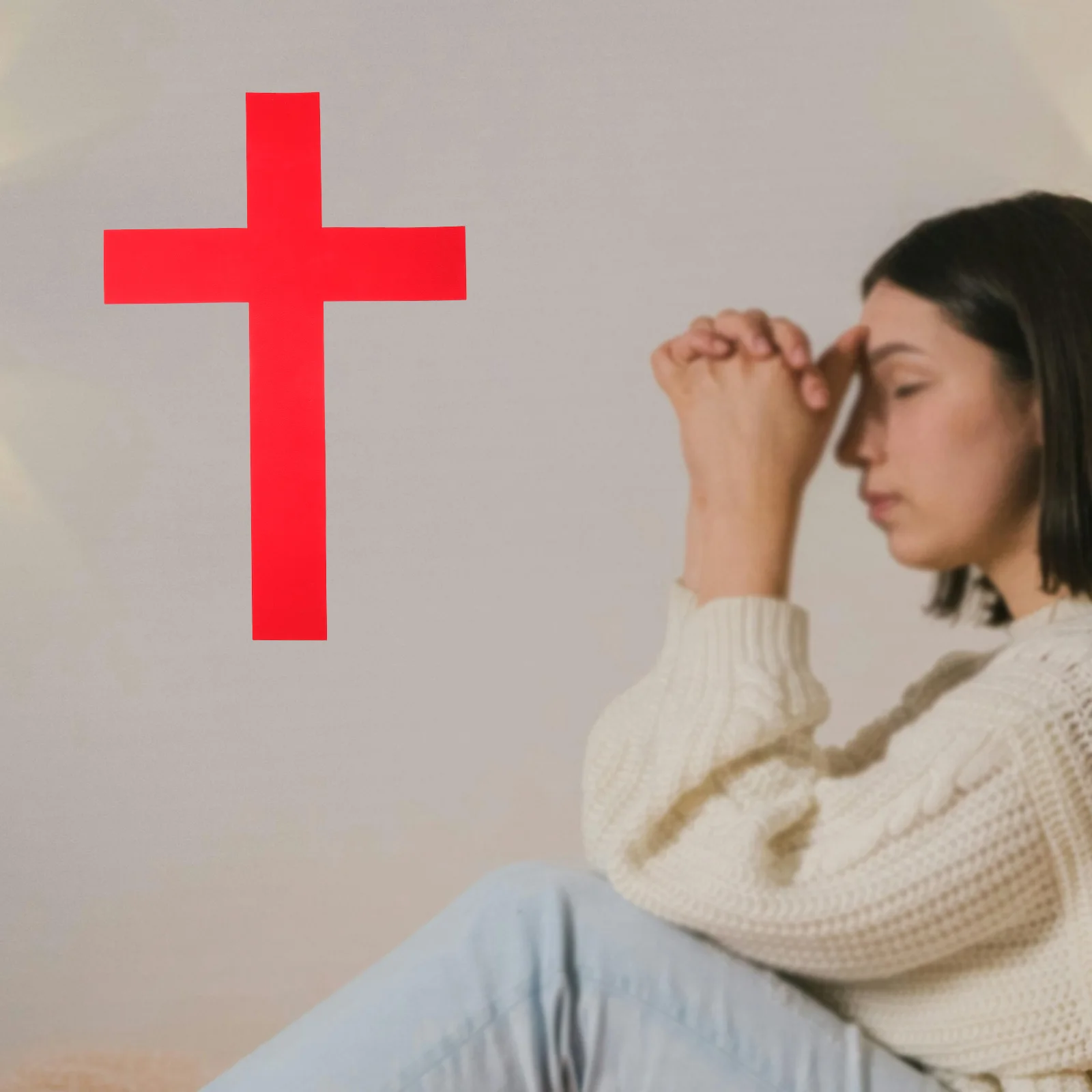 

Cross Wall Sticker Durable Cloth Design for Church Office Home Decorative Cathedral Cross Decal DIY Party Wall Ornament