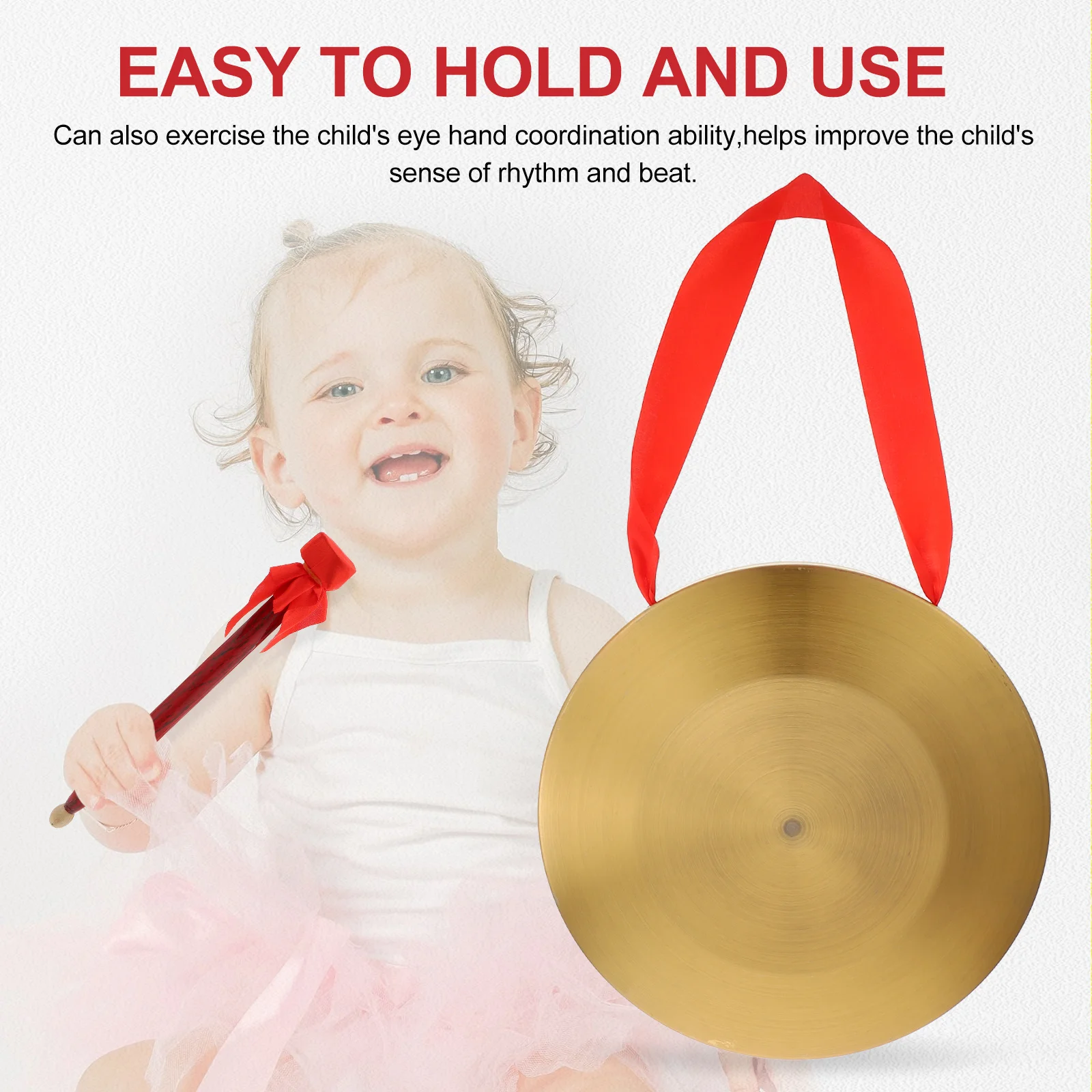 

Alloy Hand Gong Chinese Brass Musical Drumstick Instrument Percussion Copper Traditional