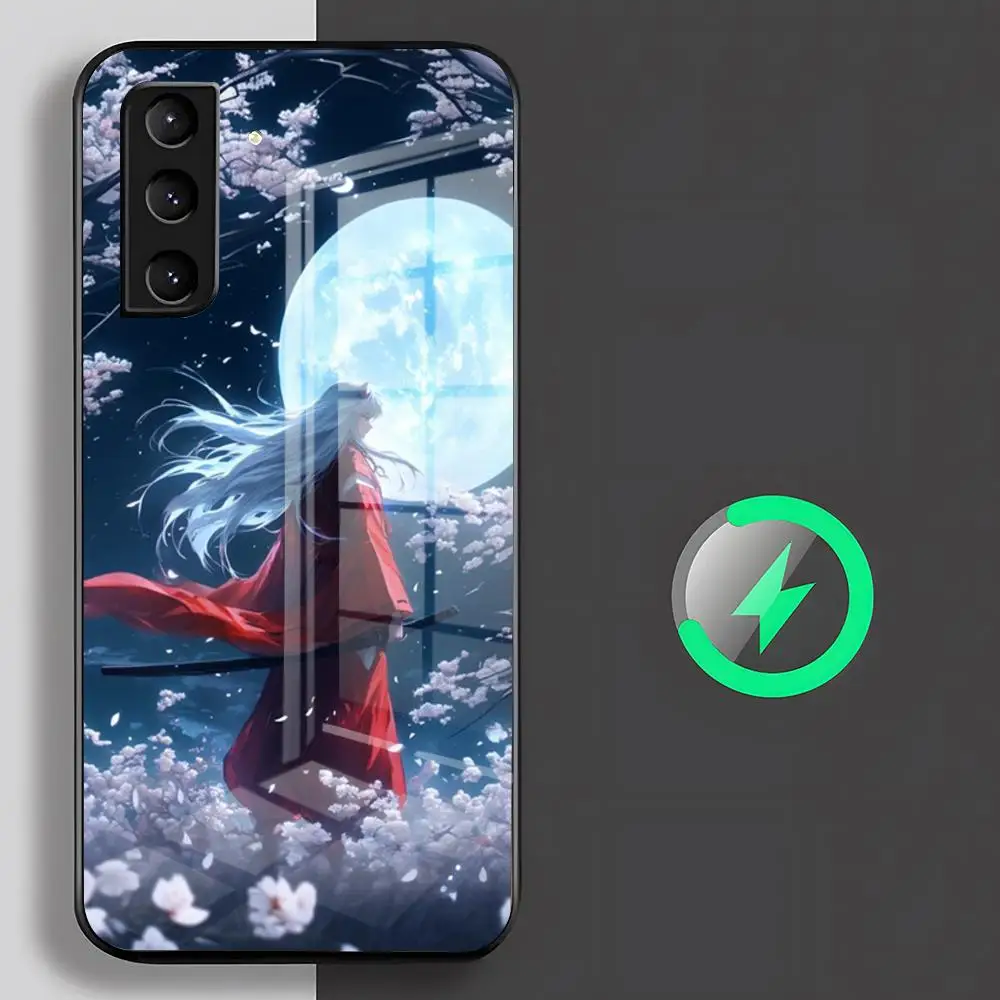 Чехол для телефона с изображением аниме «Инуяша» для Samsung S26 S25 S24 S23 S22 S21 S20 Edge Ultra Plus FE, стеклянный чехол Magsafe