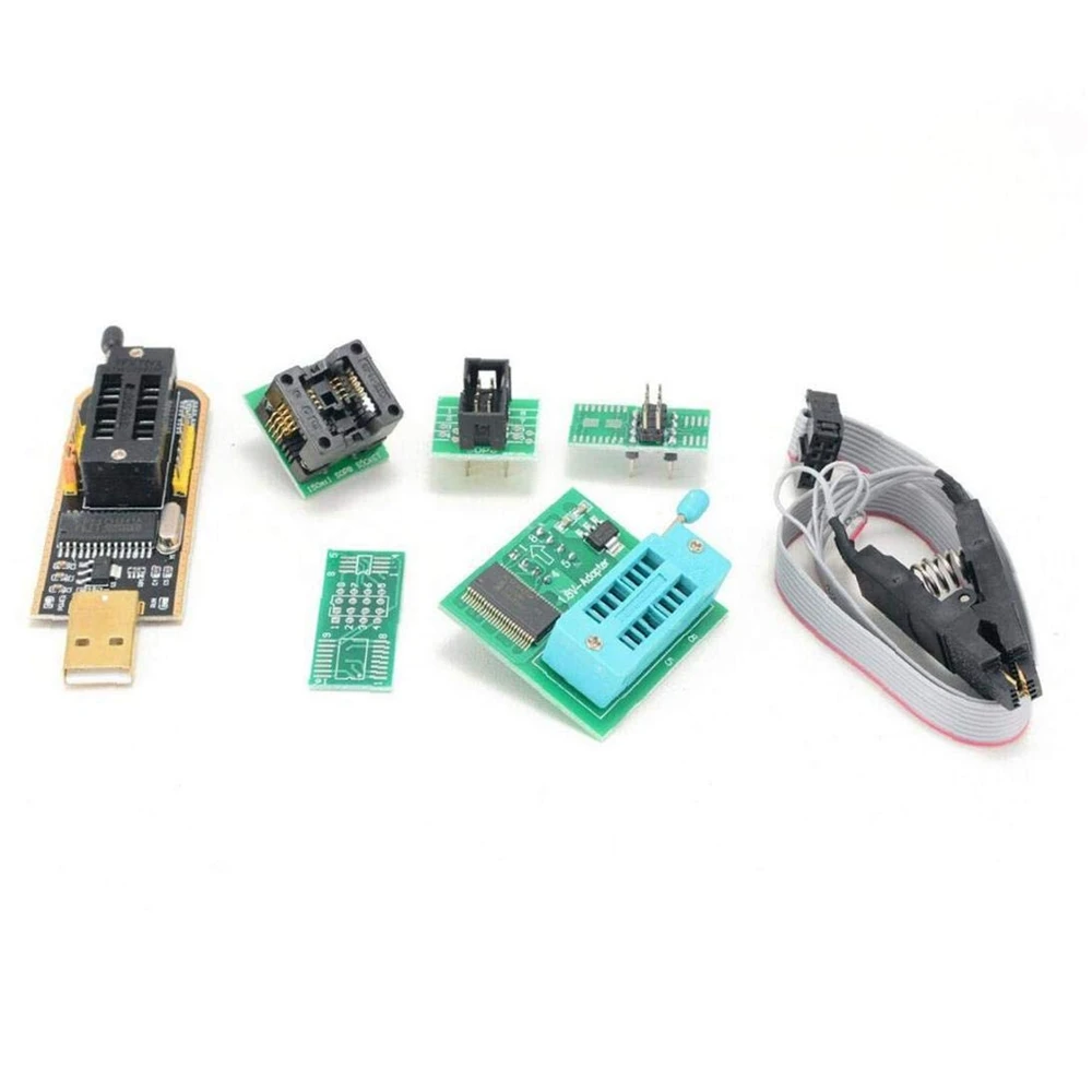 CH341A BIOS USB Programmer SOP8 DIP8 1.8V Conversion Socket 8-Pin Test Clip Set for IPhone or Motherboard