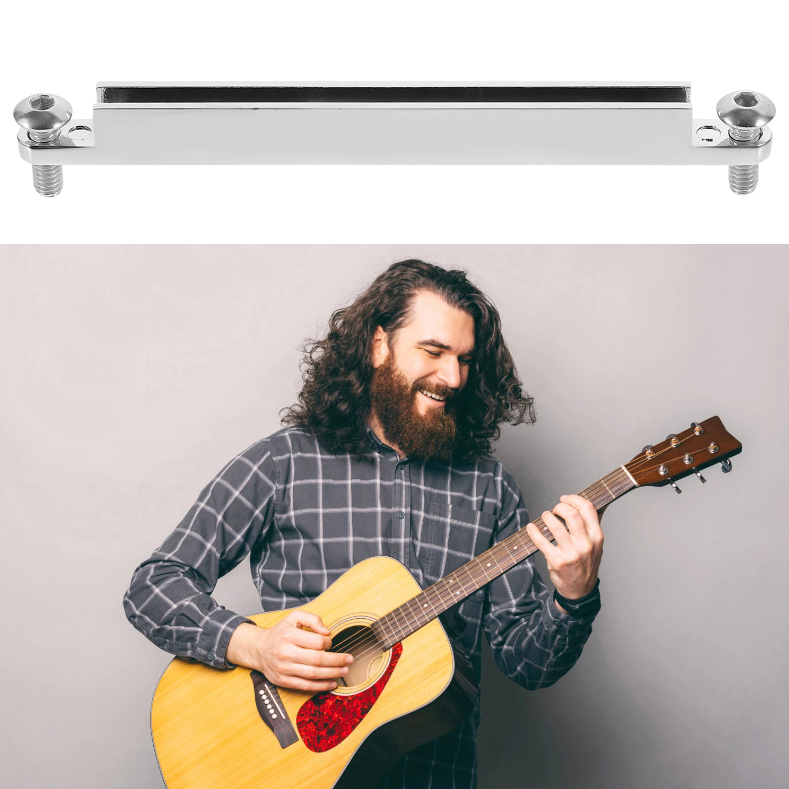 

Metal Guitar Bridge Saddle Replacement Electric Acoustic Adjustable Classical Repair Kit Chrome Finish Durability Reliable Easy