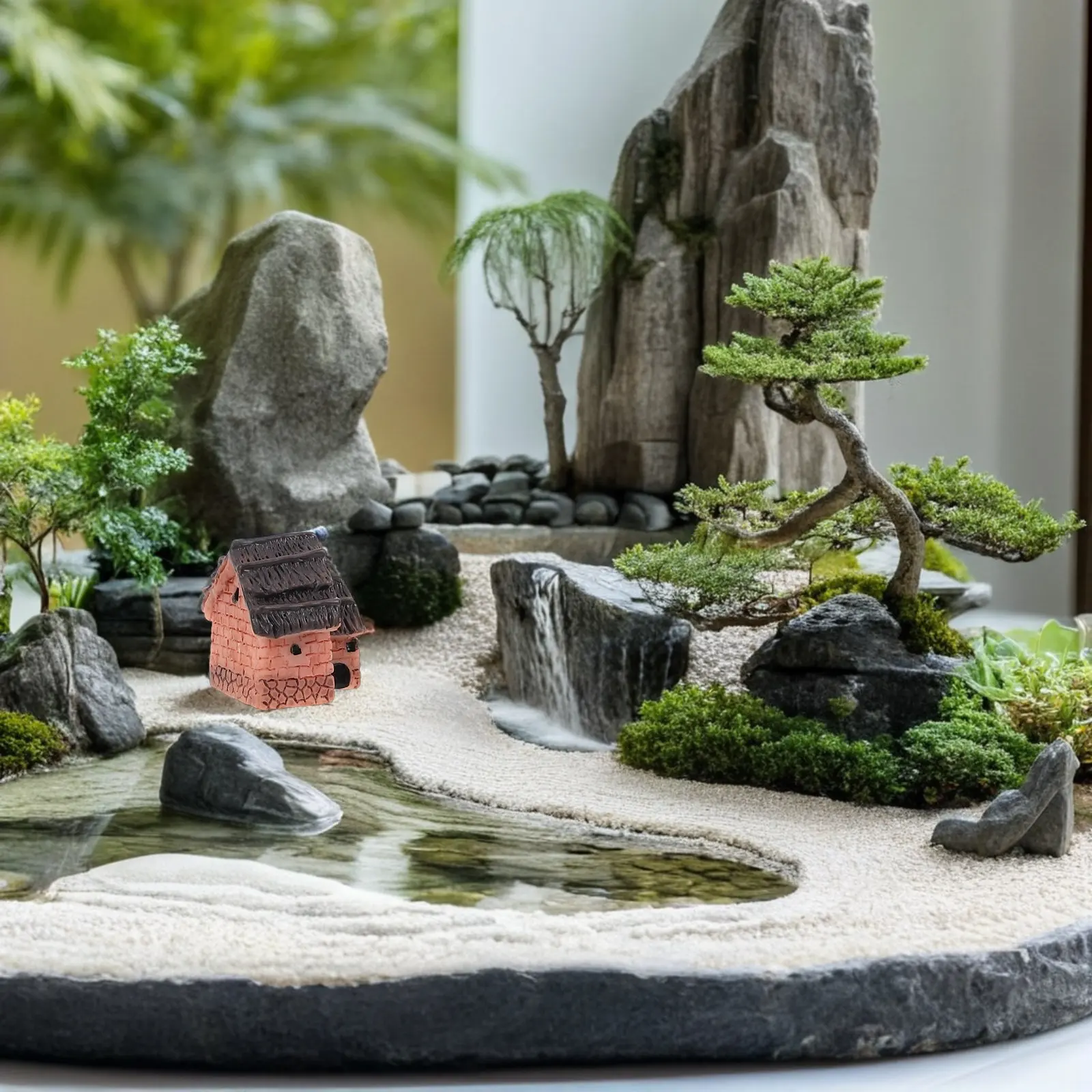 10Pcs Vintage Thatched Miniature Resin for Micro Landscape Garden Decor Fairy Terrarium Desktop Ornament Miniature Cottage