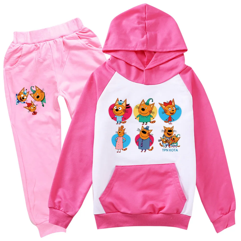 Kid E Cats Russian Три Кота My Family Three Happy Cats Clothes Girls Cartoon Outifts Baby Boys Casual Clothing Children's Sets