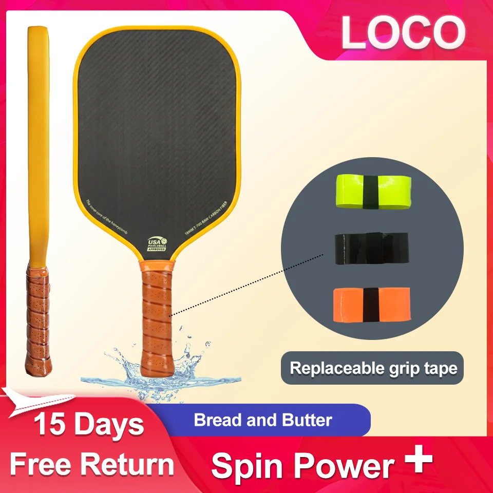 

LOCO Bread & Butter Professional Pickleball Paddle T700 Carbon Fiber 16mm Honeycomb Core & Anti-Slip Grip for Maximum Spin Power