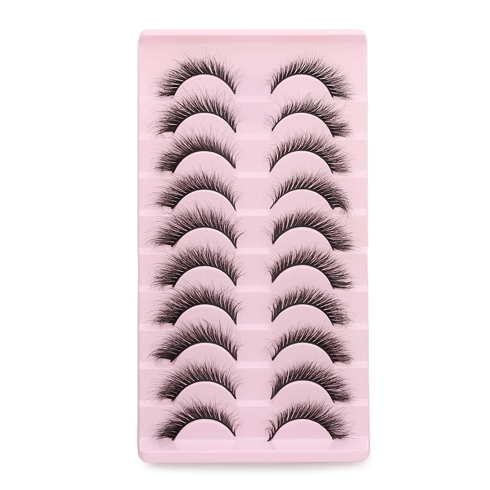 

New 3D Volume Faux Mink Eyelashes Handmade Natural Nude Cat Eye Lashes Cross Messy Eye Makeup Tools Eyelash Extension