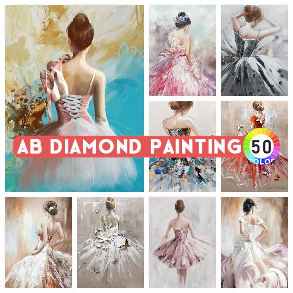 5D AB DIY Diamond Painting Ballet Dancer Full Diamond Square Round ricamo ritratto mosaico strass Dance Home Decor