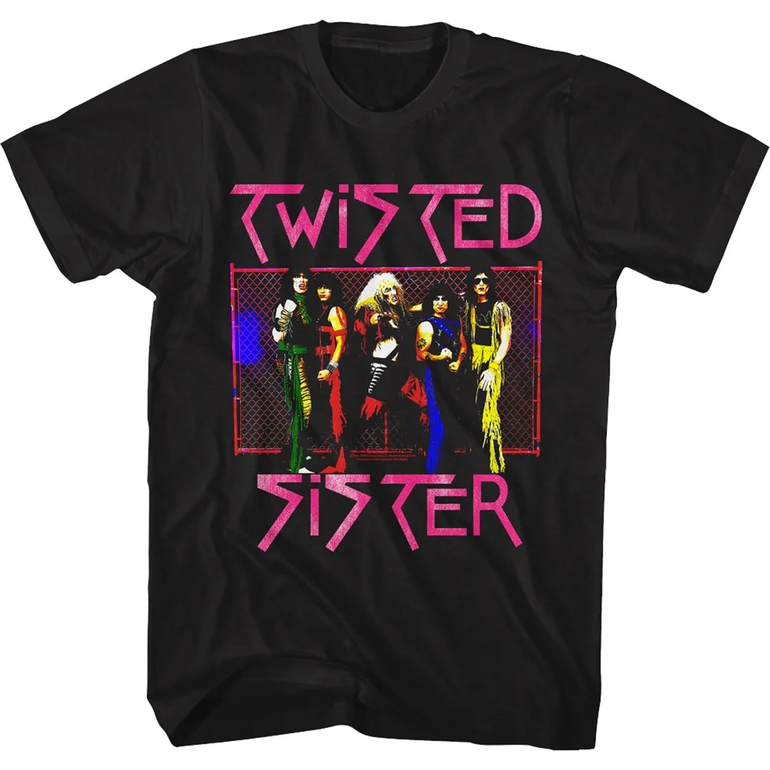 

Twisted Siste, a twisted sister band from the 1970s, is a heavy metal American retro rock men's T-shirt with short sleeves