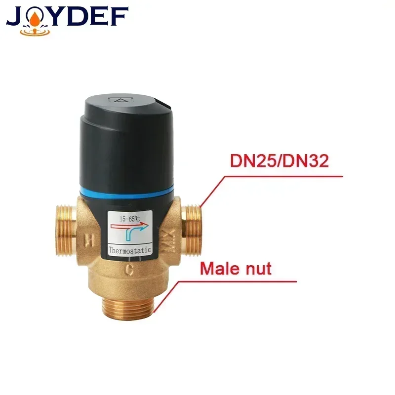 （New）3 Way Thermostatic Mixer Valve DN15/20/25 Male Thread Brass For Solar Water Heater Bathroom Accessory