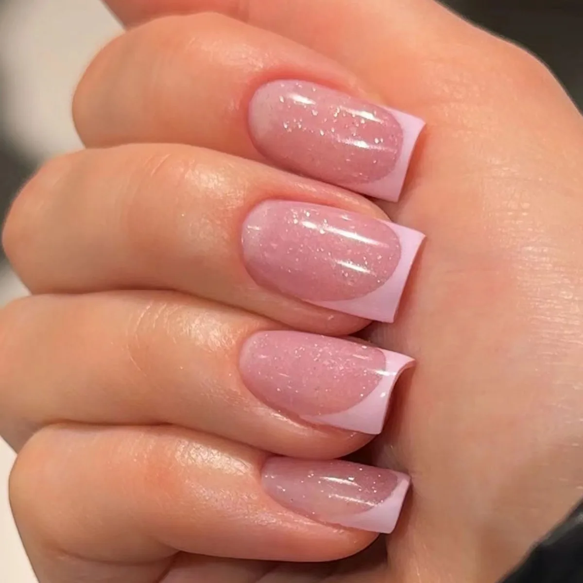 Roze Franse Vierkante Nail Art Draagbare Mode Eenvoudige Kleurrijke Nep Nagels Afneembare Afgewerkte Valse Nagels Druk Op Nagels Met Lijm