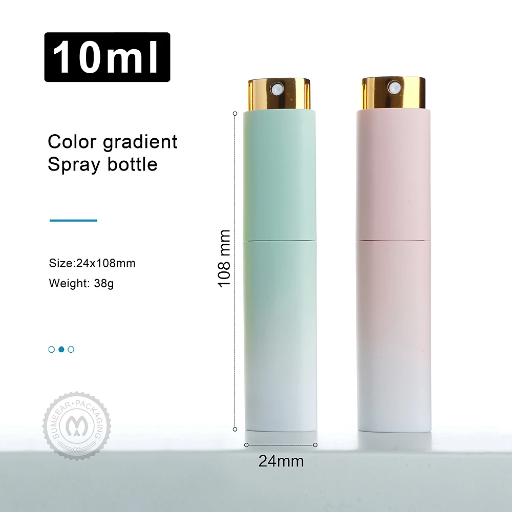 20PCS 10ml Gradient Multi-Color Perfume Spray Bottles with ABS Shell & Glass Body, Lidless Rotary Press Liquid Refill Bottles