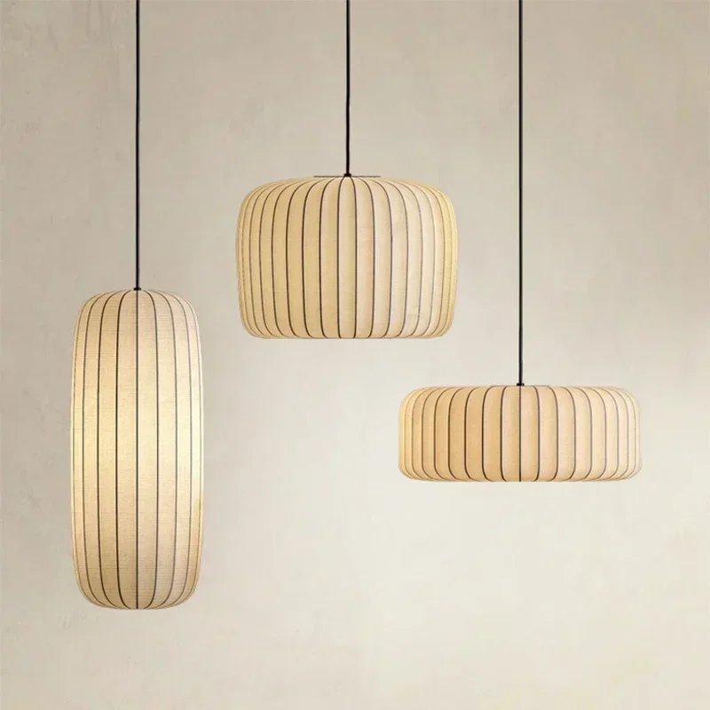 

Japanese Wabi Sabi Silk Pendant Lights Lighting Designer Living Dining Room Bedroom Cafe Home Decor LED Hanging Lamps Fixtures