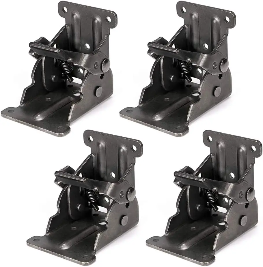 

4Pcs Foldable Bracket Folding Locking Hinge Lock Extension Support Bracket Self-Lock Hinge with Screws for Table Bed Leg Feet