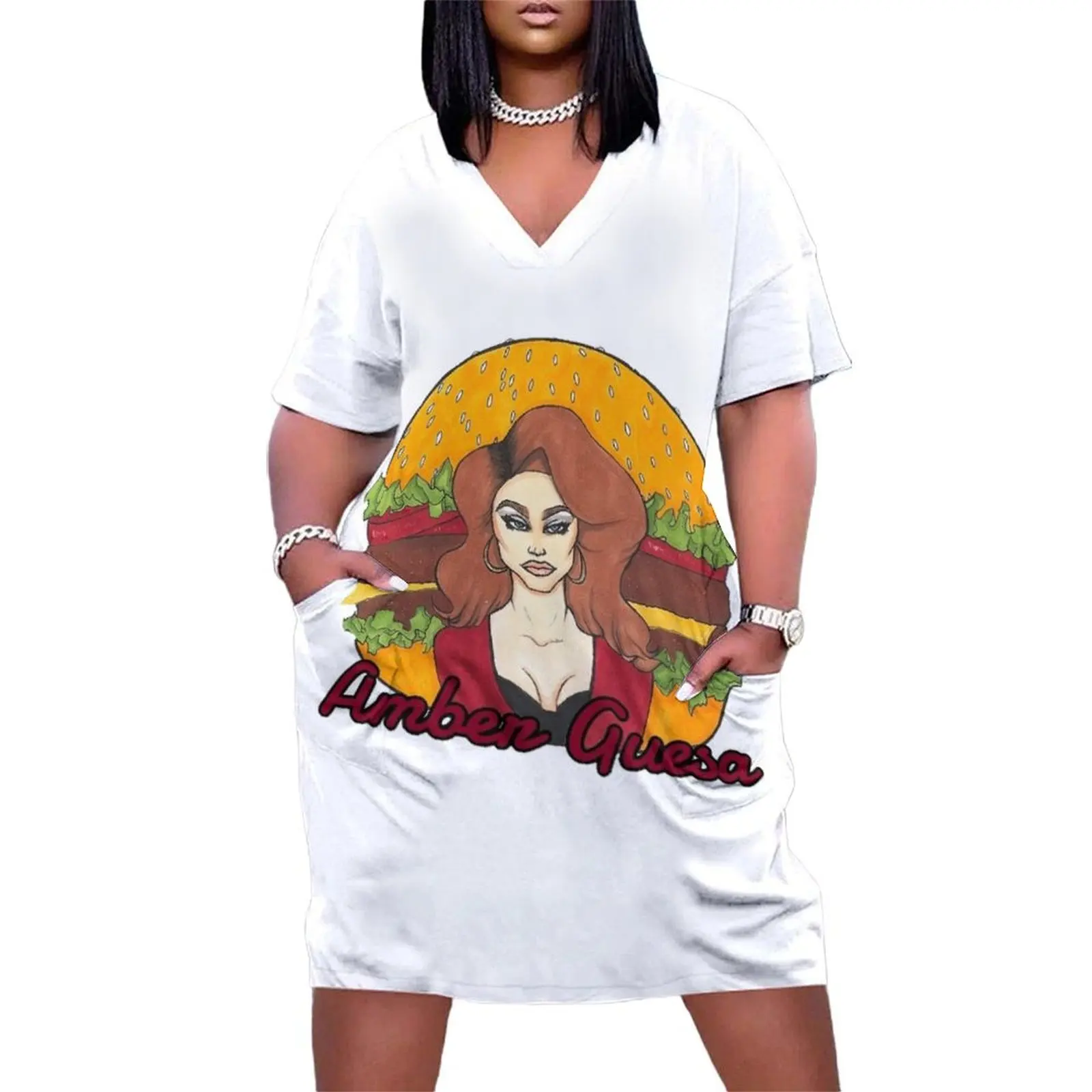

AmberGuesa Burger Loose Pocket Dress clothes for women women long dresses elegant dress