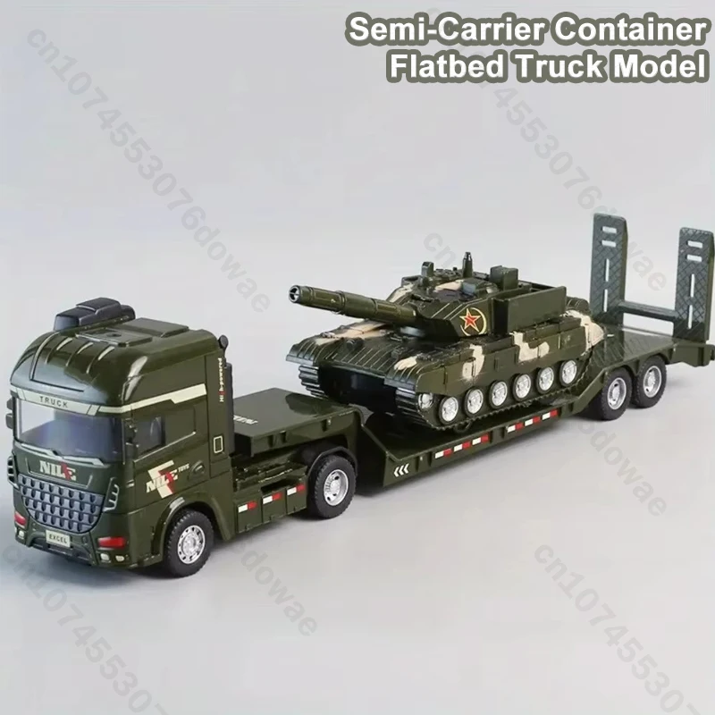 Engineering Vehicle Model Semi-Carrier Container Flatbed Truck Transport Excavator Truck Inertial Car Toys for Children Xmas Gif