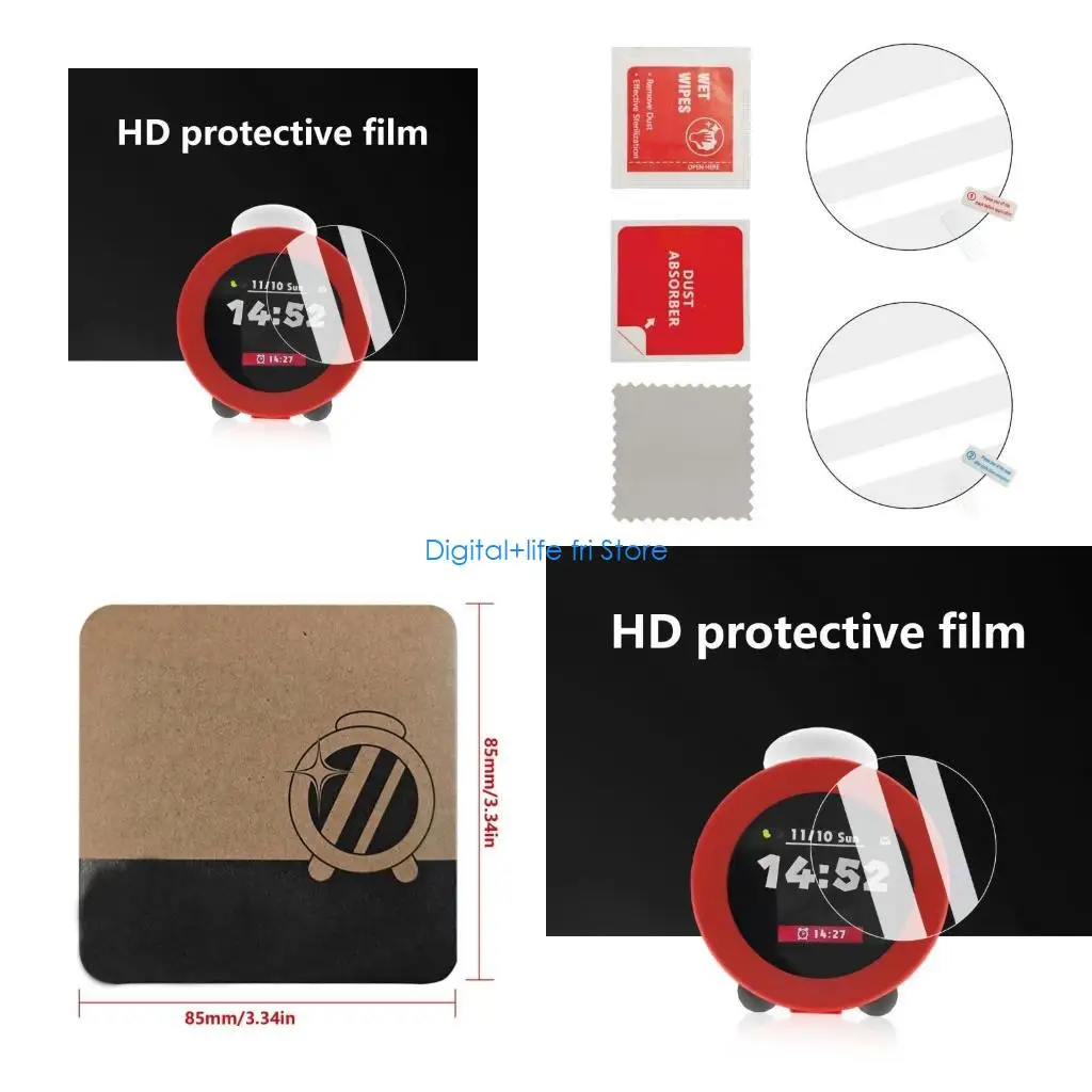 

E06D 2pc Glass Film for Clock Alarmo Scratchproof High Definition Film Shockproof Clear Screen Protector Explosionproof Film
