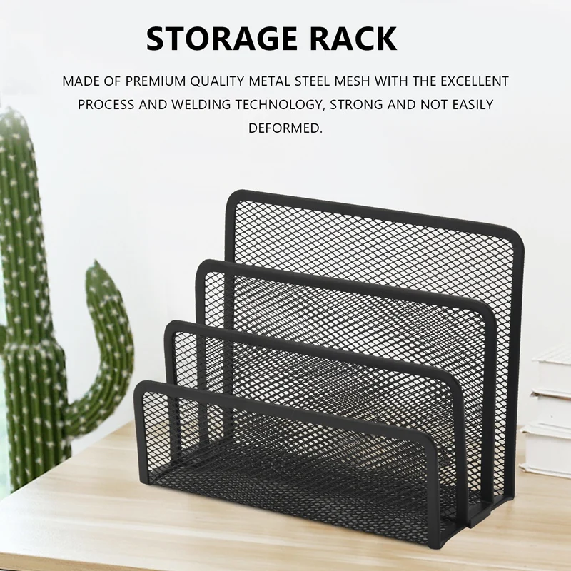 2Pcs Desk Mail Organizers Small File Holder Letter Store Metal Mesh Bill Document Folder Paper Organizer Office Desktop