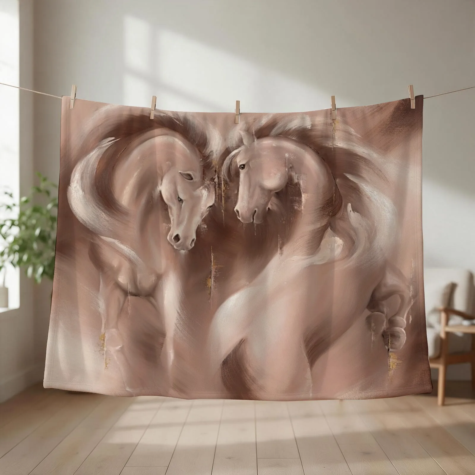 Tender Heart, Horses Throw Blanket Tourist Bed covers Beach Soft Plush Plaid Blankets