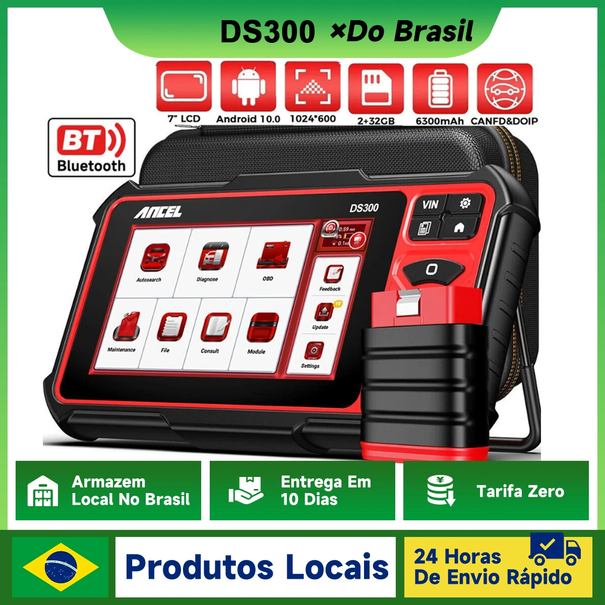 

ANCEL DS300: Профессиональный диагностический сканер OBD2 для всех систем с двунаправленным управлением, кодированием ключей, 28+ функциями сброса, регулировкой A/F и считыванием кодов OBD2