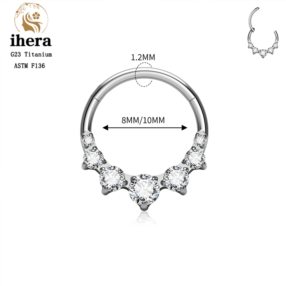 ASTM F136 Titan Birnenförmiger Zirkonia Nasenring 16G Klappbarer Clicker Segment Daith Ohrring Hoop Septum Knorpel Conch Helix Piercing Schmuck – Detail 3