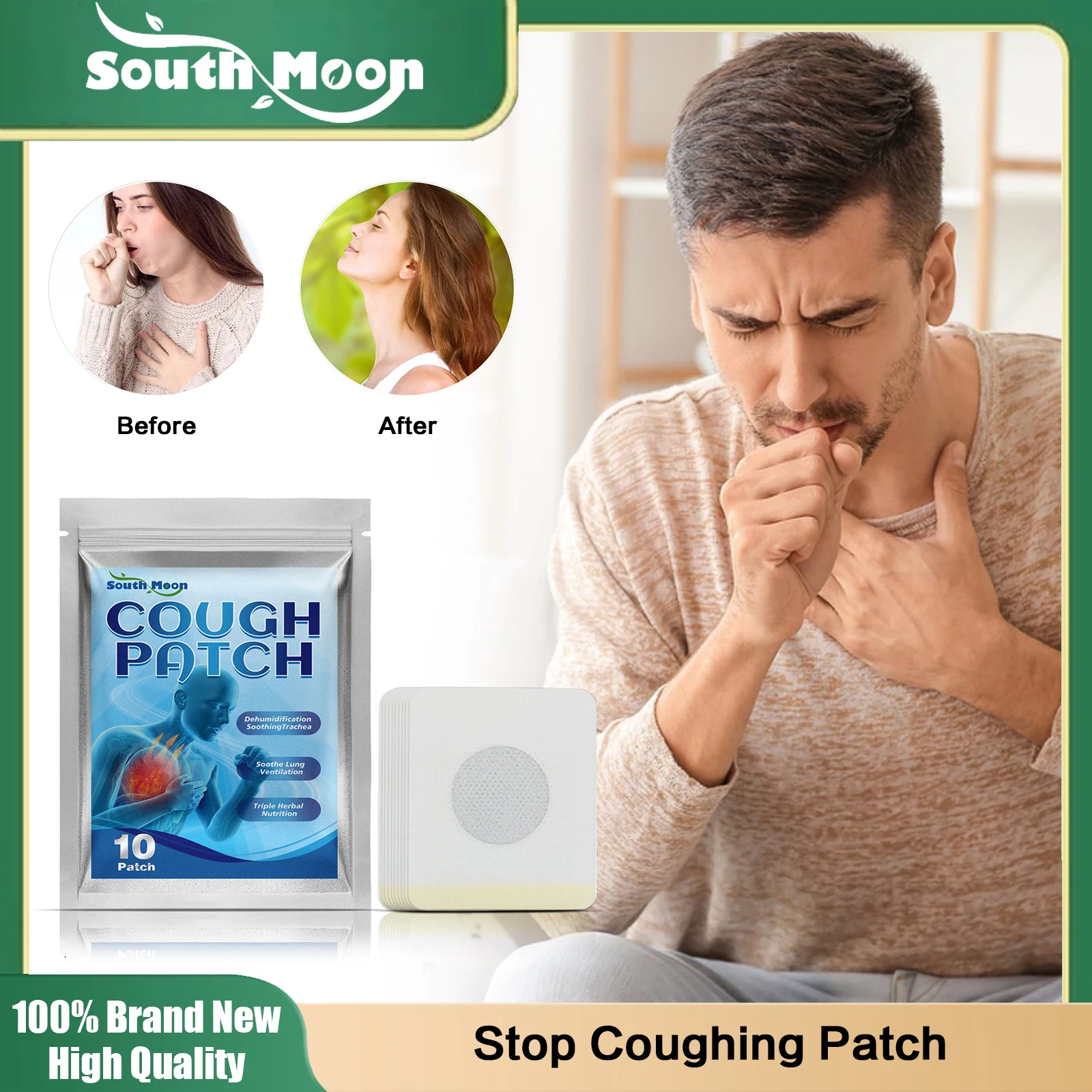 

Stop Coughing Patch Relieve Throat Dry Itching Pain Reduce Excessive Phlegm Treatment Asthma Natural Herbal Cough Relief Sticker