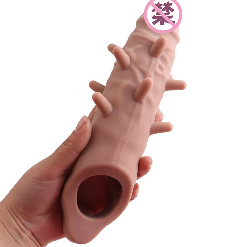 New Reusable Penis Sleeve Realistic Condoms Prickly Delay Ejaculation Penis Male Dildo Enlargers Extender Sex Toys For Men