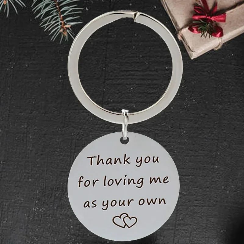 Cute Step Mom Mother Gift Keychain Pendant Stepmother Mothers Day Gift Key Chain Keyring Thank You for Loving Me As Your Own