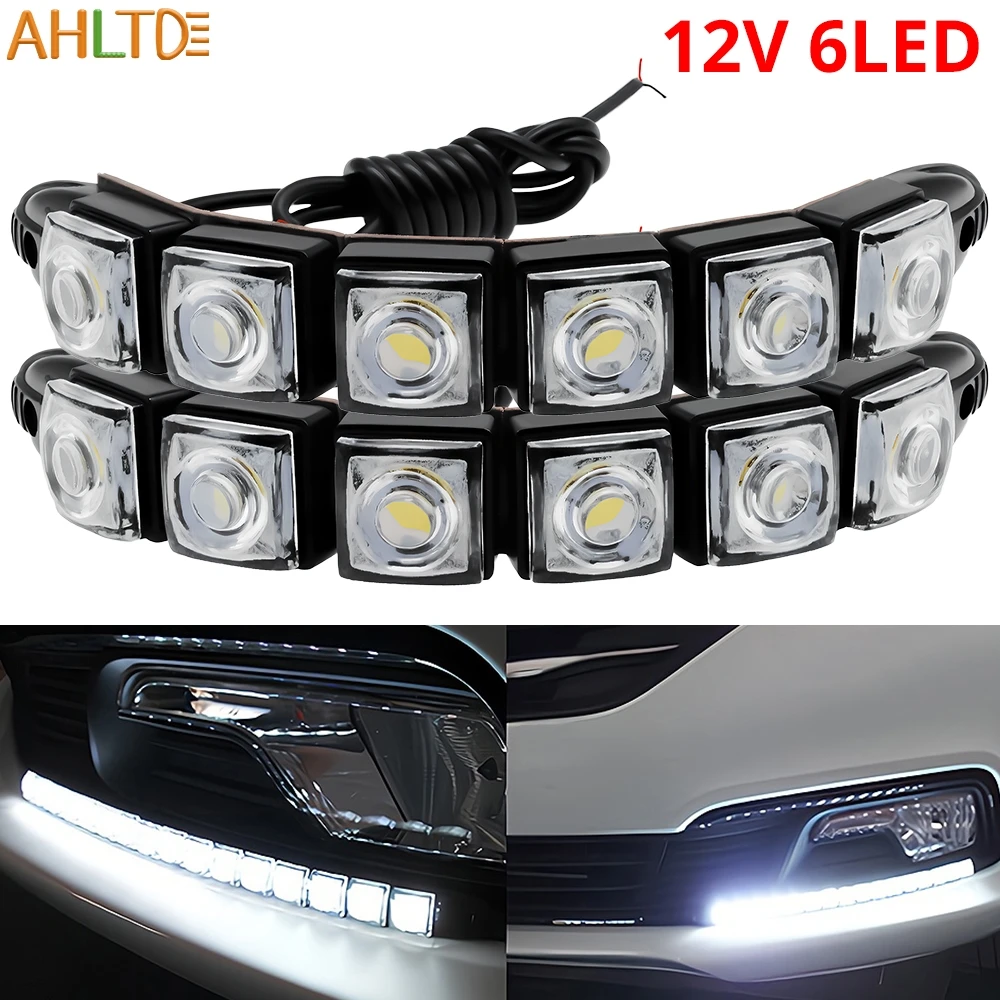 

2 шт. универсальные автомобильные светодиодные DRL дневные ходовые огни гибкие 6 светодиодов белые водонепроницаемые противотуманные фары для вождения указатель поворота автостайлинг