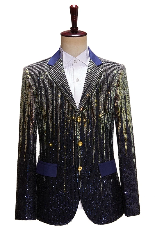 

sequined navy tuxedo jacket blazers studio /stage performance