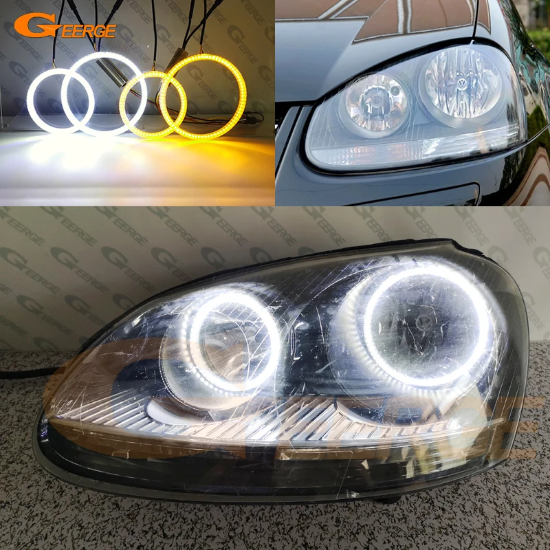 Geerge For VOLKSWAGEN VW Golf 5 V Mk5 GTI Ultra Bright Day Light Turn Signal SMD LED Angel Eyes Halo Rings Kit