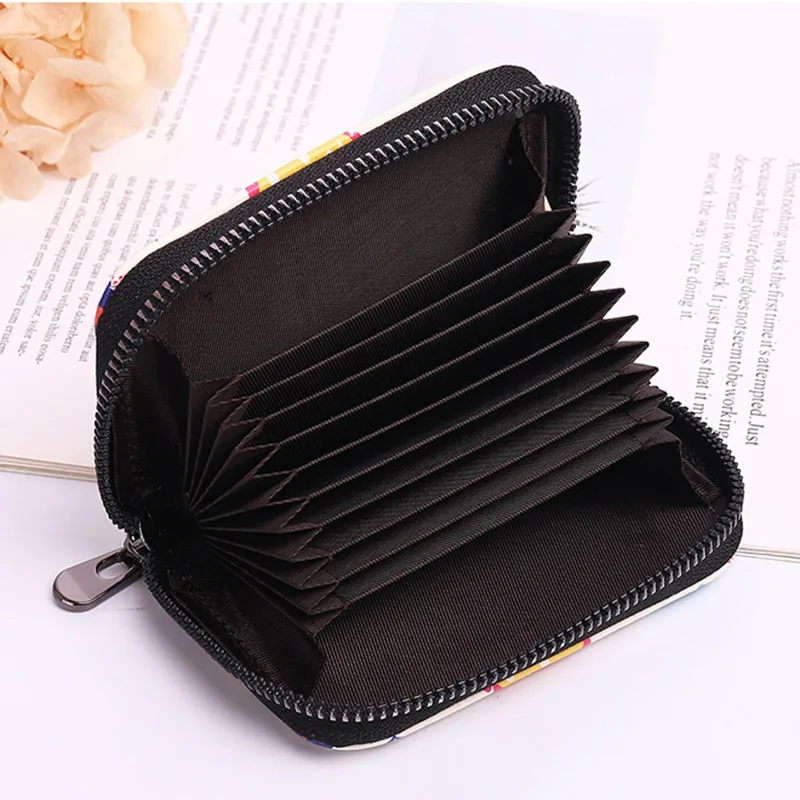 Wallet Women  Small Organ Card Holder Credit Card Coin Purse Lychee Pattern European and American Fashion Zipper Card Holder