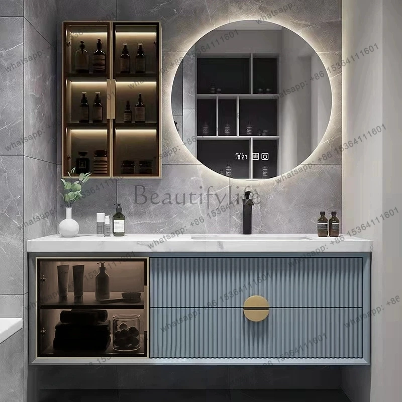 Round Toilet Luxury Bathroom Cabinet Modern Classic Washroom Hotel Bathroom Cabinet Vanity