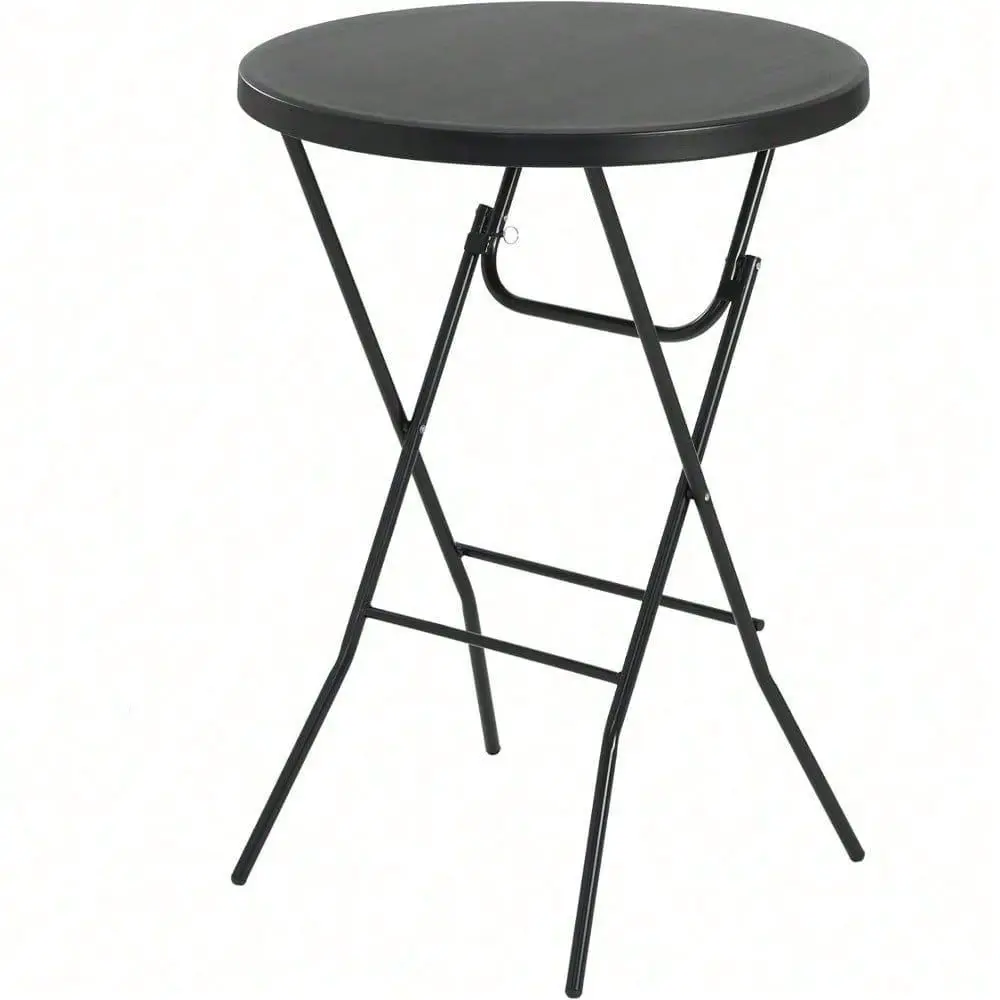 

In Plastic Folding Round Table Bar Height, HDPE Matrial And 350LB Weight Capacity,High Top Table For Outdoor Party, Cafes,Backy
