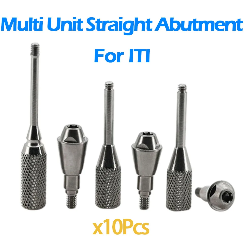 10Pcs Dental Straight Multi-Unit Abutment Fit Straumann ITI RC NC Screw-Retained All-on-4 Restoration With Metal Holder Handles