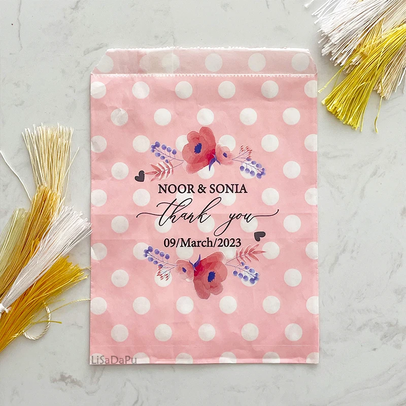 

Personalized Wedding Treat Bag, Birthday Candy Bags,Ready to Pop Bag,Customized Donut,Baby Shower Favor Bags, Baptism Favor Bags